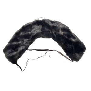 Amici Dark Brown Faux Fur Collar Wrap Stole Ribbon Tie Mob Wife Glamour Luxury